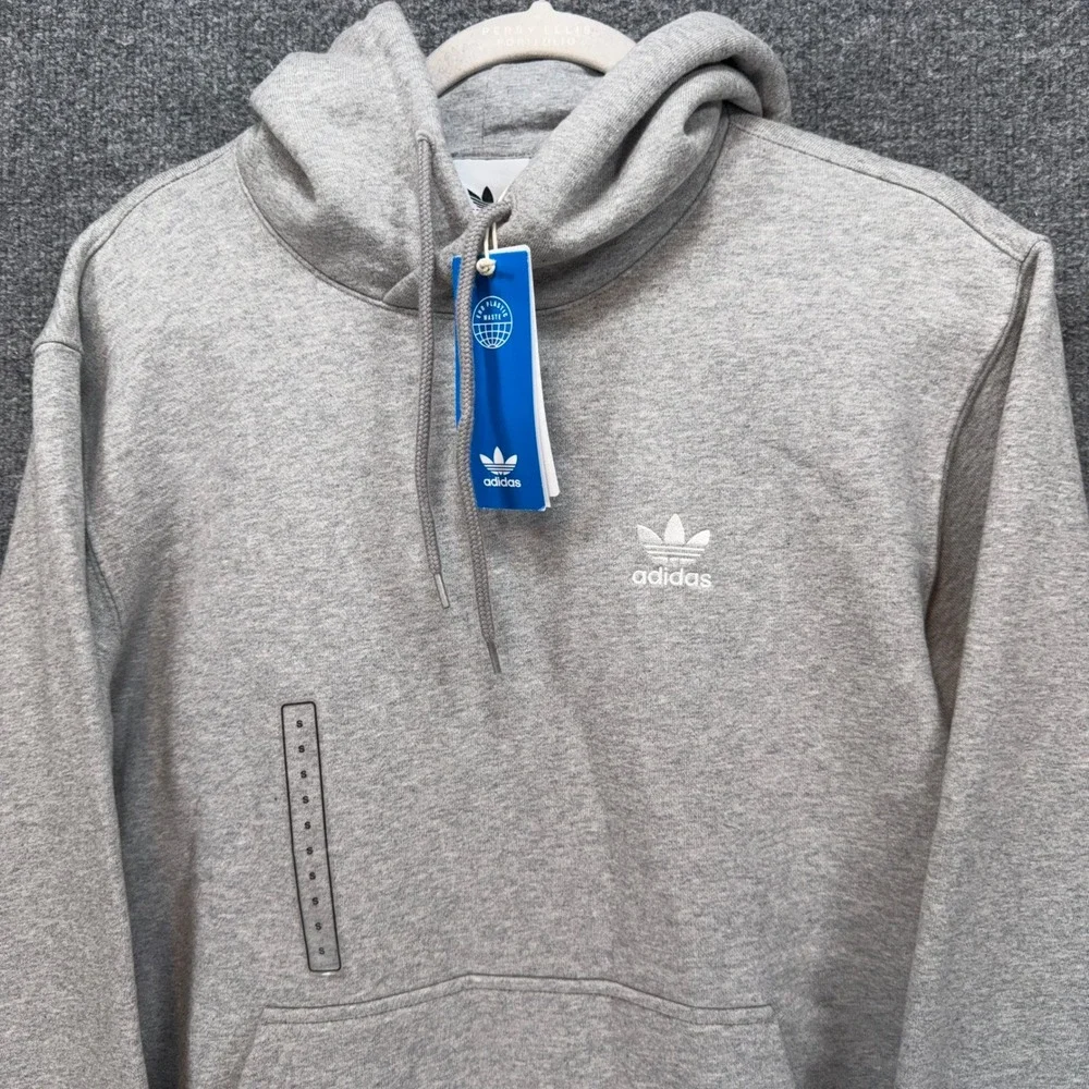 Adidas Essential Hoody Men Small Gray Hoodie Sweatshirt Fleece Pullover NEW
